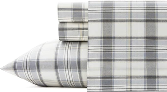 Eddie Bauer - Full Sheets, Cotton Percale Bedding Set, Crisp & Cool Home Decor (Chinook Grey, Full)
