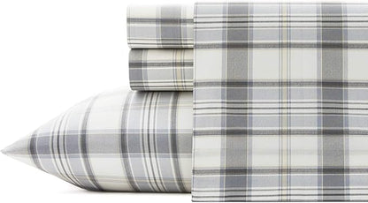 Eddie Bauer - Twin Sheet Set, Cotton Percale Bed Sheets, Crisp & Cool Bed Sheets, Ideal Dorm Essentials (Chinook Grey, Twin)
