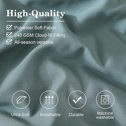 Monbix Queen Comforter Set - 7 Pieces Blue Green Bed in a Bag Queen Bedding Sets with Comforters, All Seasons Comforter Bed Set with Sheets,Pillowcases & Shams