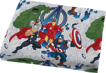 Jay Franco Kids Sheet Cartoon Set with Fitted, Flat Sheets & Pillow Cover - Ultra-Soft Bedding with Pillowcase for Room Decor, Blue - Avengers, 3 Piece Twin