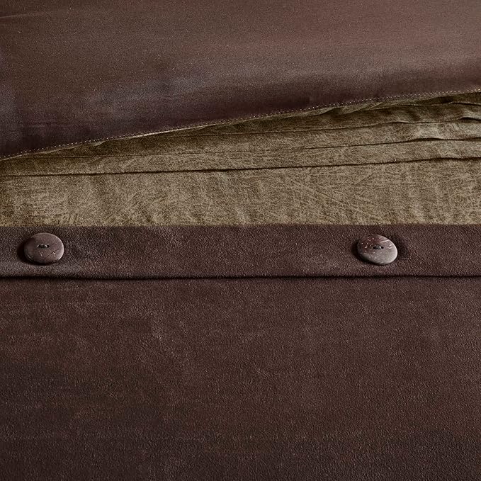 Madison Park Boone Cozy Comforter Set, Faux Suede, Deluxe Hotel Styling All Season Down Alternative Bedding Matching Shams, Decorative Pillow, Queen (90 in x 90 in), Rustic Brown 7 Piece