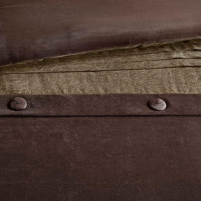 Madison Park Boone Cozy Comforter Set, Faux Suede, Deluxe Hotel Styling All Season Down Alternative Bedding Matching Shams, Decorative Pillow, Queen (90 in x 90 in), Rustic Brown 7 Piece
