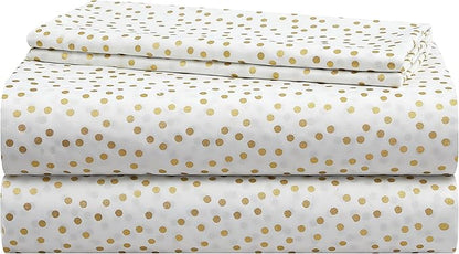 Heritage Kids Full Sheet Set (4-Piece),Gold Dot Pattern, Soft & Durable Bedding for Kids, Cozy Microfiber Sheets with Fitted, Flat Sheet & 2 Pillowcases