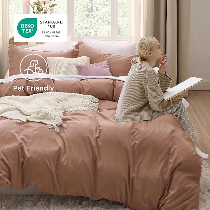 Bedsure Mocha Mousse California King Duvet Cover - Prewashed Cotton-Like Polyester Extra Soft Bedding Set, Includes 1 Cal King Duvet Cover 104''x98'' with Zipper Closure & 2 Pillow Shams, No Comforter