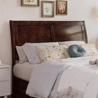 AFI, Portland Full Sleigh Solid Wood Panel Headboard, Walnut