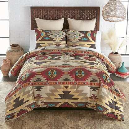 Donna Sharp Sand Dune Comforter Bedding Set - 3-Piece Queen Size Reversible Comforter Set - Includes 1 Plush Comforter and 2 Pillowcases - Machine Washable