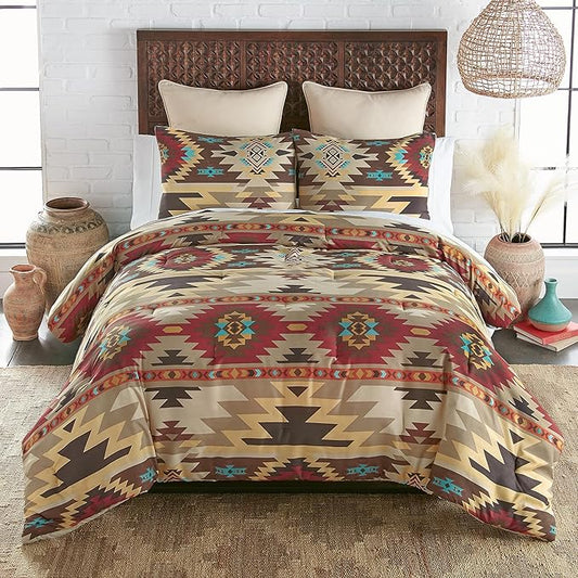 Donna Sharp Sand Dune Comforter Bedding Set - 3-Piece Queen Size Reversible Comforter Set - Includes 1 Plush Comforter and 2 Pillowcases - Machine Washable