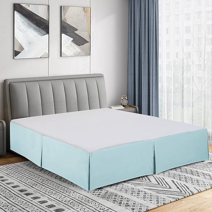 Cathay Home Double Brushed Microfiber Pleated Easy Fit Bed Skirt, Ultra Soft, Fade and Wrinkle Resistant - Aqua, Full