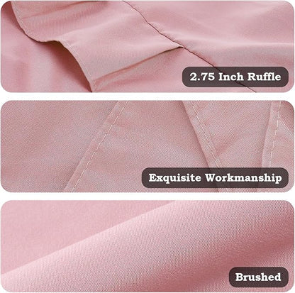 Ruffled Body Pillow Pillowcases Set of 2 – Soft Wrinkle Resistant Brushed Microfiber Body Pillowcases –Envelope Pillow Shams Festive Gift for Hotels, Guest Rooms 20x54 Inch (Pink)