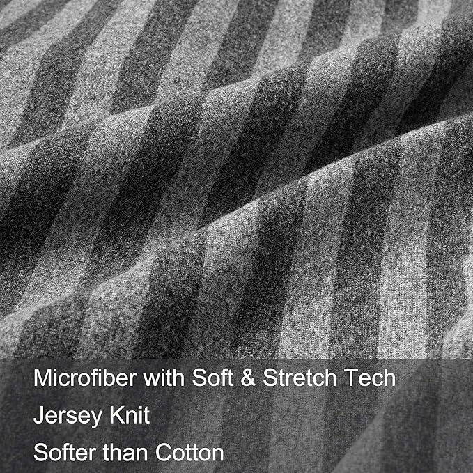 2-Pack Stretch Pillow Cases - Jersey Knit & Ultra Soft Envelope Closure Pillowcases T-Shirt Like Microfiber Blend - Suitable for Queen or Standard Size Set of 2, Gray/Black