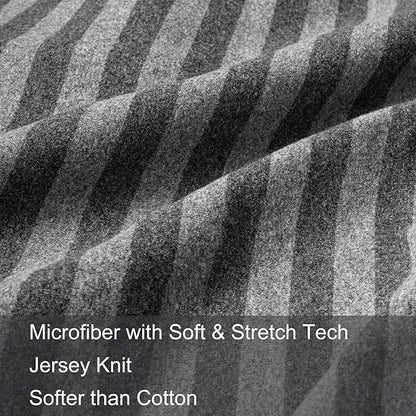 2-Pack Stretch Pillow Cases - Jersey Knit & Ultra Soft Envelope Closure Pillowcases T-Shirt Like Microfiber Blend - Suitable for Queen or Standard Size Set of 2, Gray/Black