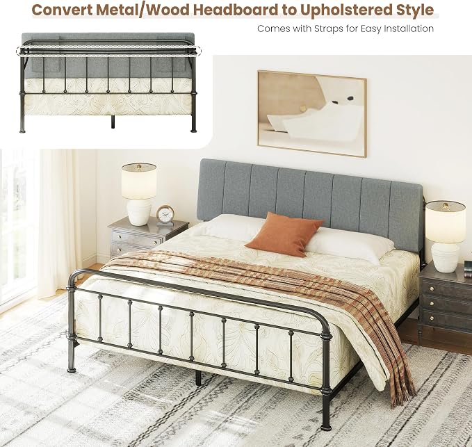 King Size Headboard Only-No Assembly Required, Dark Gray | Easy to use no assembly required, Linen fabric and extra-thick foam for added comfort, Modern style headboard king size
