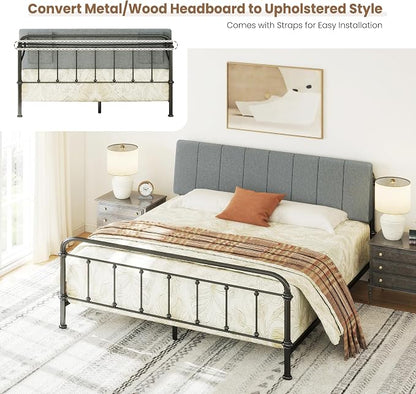 King Size Headboard Only-No Assembly Required, Dark Gray | Easy to use no assembly required, Linen fabric and extra-thick foam for added comfort, Modern style headboard king size