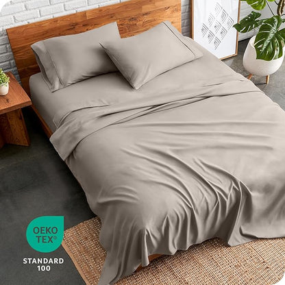 Bare Home Queen Sheet Set - 1800 Ultra-Soft Microfiber Queen Bed Sheets - Double Brushed - Deep Pockets - Easy Fit - 4 Piece Set - Bedding Sheets & Pillowcases (Queen, Khaki)