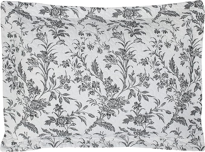 Laura Ashley - Twin Quilt Set, Soft Cotton Bedding with Reversible Design, Medium Weight for Year Round Use, 2 Piece Bed Set with Matching Pillowcase (Amberley Black/White)