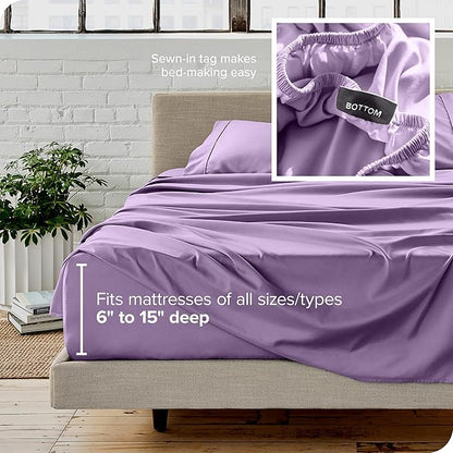 Bare Home Split King Sheet Set - 1800 Ultra-Soft Microfiber Bed Sheets - Double Brushed - Deep Pockets - Easy Fit - 5 Piece Set - Bedding Sheets & Pillowcases (Split King, Lavender)