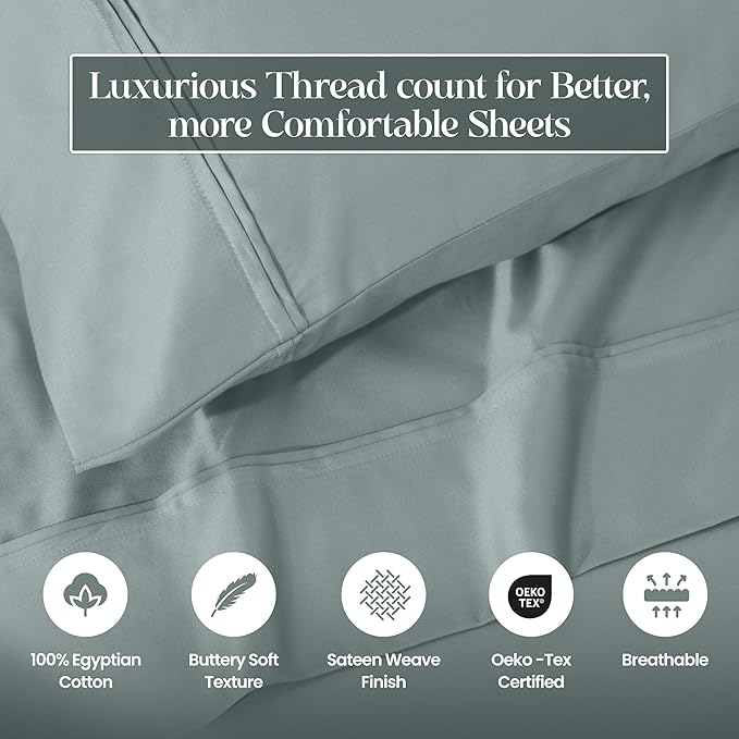 Superior 1200 Thread Count 100% Egyptian Cotton, Soft and Breathable, 2-Piece King Pillowcase Set Solid, Teal
