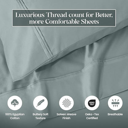 Superior 1200 Thread Count 100% Egyptian Cotton, Soft and Breathable, 2-Piece Standard Pillowcase Set Solid, Teal