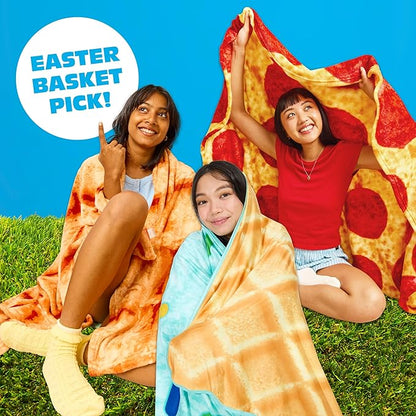 Cozy Concepts Co. Waffle Blanket by Relatable, Giant Breakfast Throw Blanket with Butter Square, Easter Basket Stuffers for Teens, 65” Soft Fleece Blanket – Cozy Easter Gift