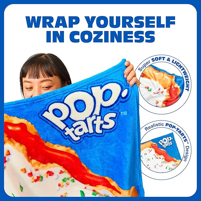 Pop-Tarts™ Cozy Concepts Co. Throw Blanket by Relatable, Looks Like a Giant Strawberry Pop-Tart® to Wrap Yourself Up, for Kids and Teens, 50x60” Cozy Soft Blanket Room Decor