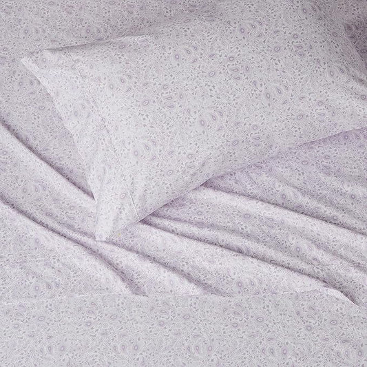 Amazon Basics Lightweight Super Soft Easy Care Microfiber Bed Sheet 3 Piece Set with 14" Deep Pockets - Twin XL, Lavender Paisley (Pack of 4)