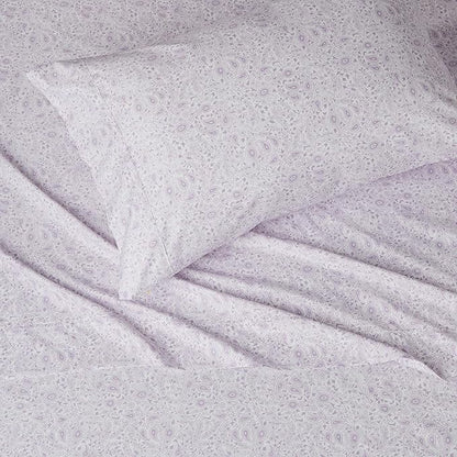 Amazon Basics Lightweight Super Soft Easy Care Wrinkle Free Microfiber 3 Piece Sheet Set with 14-Inch Deep Pockets, Twin, Lavender Paisley, Floral, Kids, Men & Women Bedding
