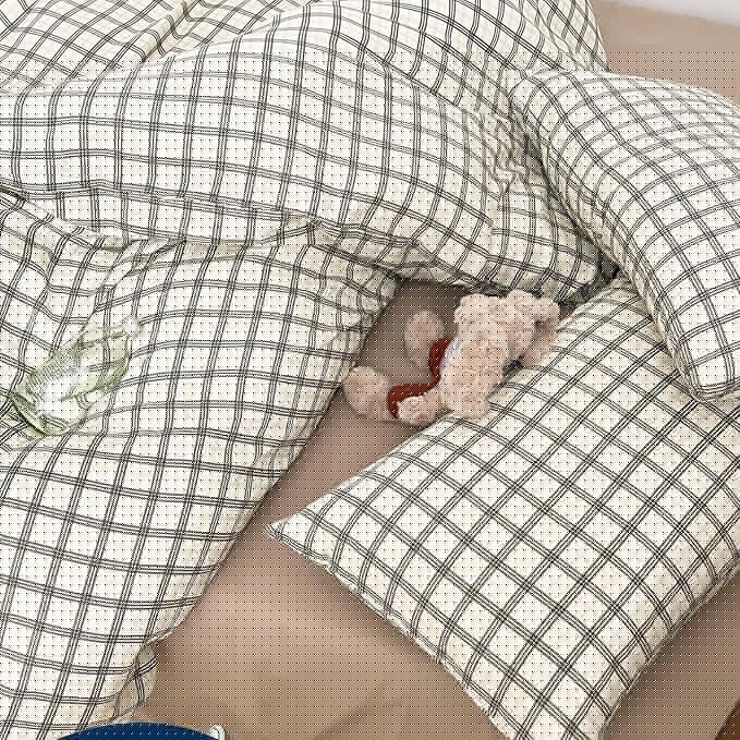 VM VOUGEMARKET Grey Plaid Duvet Cover Sets Queen,3 Pieces Checkered Comforter Cover with Zipper Closure for Men Boys Soft Muslin Cotton Bedding Set (90"x90")