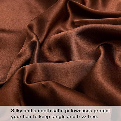 NTBAY 2 Pack Satin King Pillowcases for Hair and Skin, Luxurious and Silky Pillow Cases with Envelope Closure, 20x40 Inches, Brown