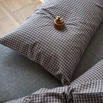 Gingham Duvet Cover Full Grey Washed Cotton Full Size Comforter Cover Plaid Checkered Pattern Vintage Duvet Cover Set with Hidden Zipper Farmhouse Boho Bedding Set for Adults Duvet Protector