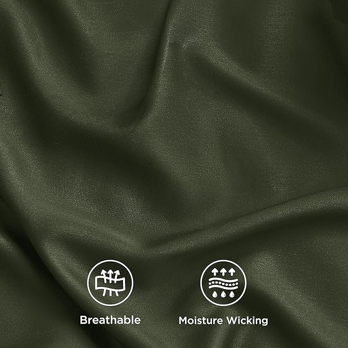 Bedsure Full Size Bed Sheets, Cooling Sheets, Rayon Derived from Bamboo, PureWoven, Breathable & Soft, Deep Pocket Up to 16 Inches, Hotel Luxury Silky Bedding for Hot Sleepers, Olive Green