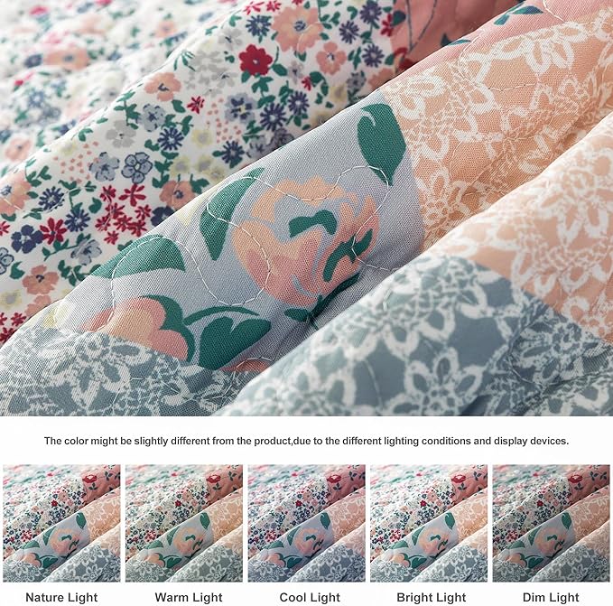 HoneiLife Quilt Set Queen Size - Quilted Bedding Sets 3-Pieces,Microfiber Quilt Sets Lightweight Bedspreads Retro Bed Cover Coverlets for Queen Bed