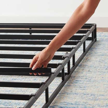 Amazon Basics Sturdy Smart Box Spring Bed Base, 5-Inch Height Mattress Foundation, Strong Support for All Mattress Types, Tool-Free Easy Assembly, Twin, 74" x 38" x 5", White
