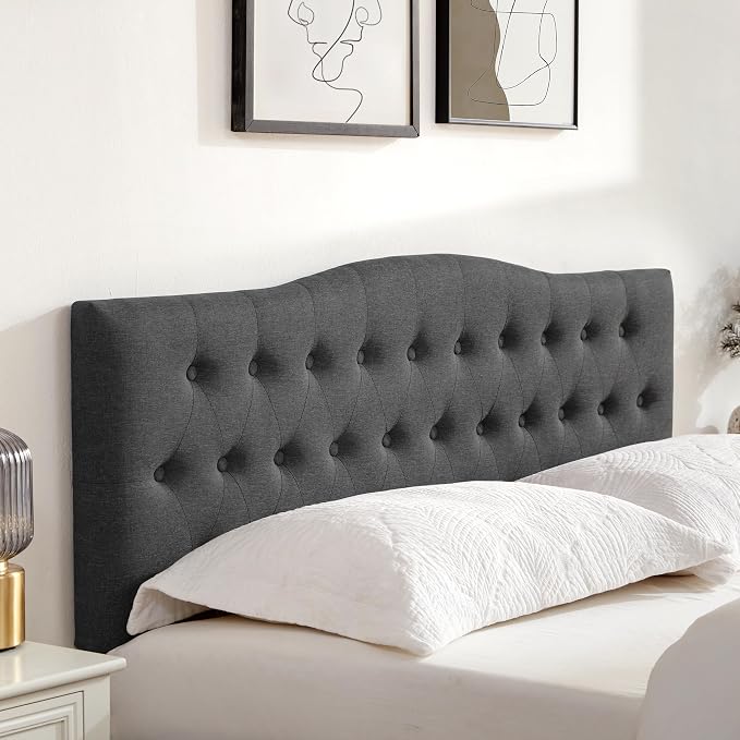 Tufted Headboard Twin Size, Solid Wood Adjustable Height Head Board, Black | Upholstered Twin XL Headboard Only, Durable Solid Wood Legs, Adjustable Height 37-51 in, Fabric Button Diamond HeadBoards