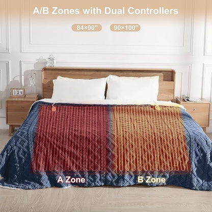 Electric Blanket King Heating Blanket 90"x100" - Dual Control Heated Blankets with Fast Heating & Over-Heat Protection, Ultra Thick 450gsm Sherpa Fleece Heated Blankets, Great Grandma Gifts(Navy Blue)