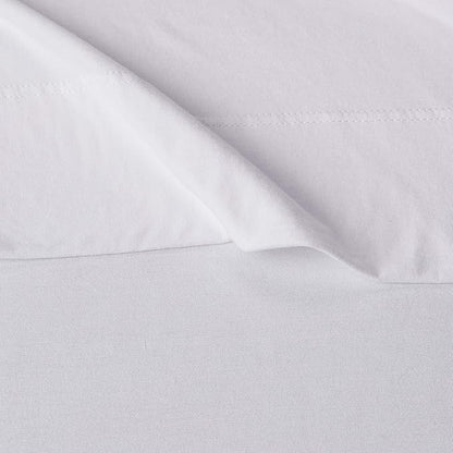 Amazon Basics 4 Piece Bed Sheet Set, 100% Cotton Jersey, Includes Super Soft, Flat and Fitted Sheets, Pillowcase, Full, White, Solid