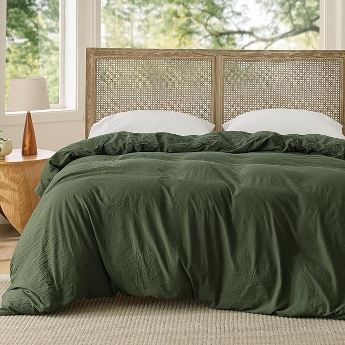 Bedsure Olive Green Duvet Cover King Size Only - Prewashed Cotton-Like Polyester Extra Soft All Season Bedding, Includes 1 Duvet Cover 104x90 Inches with Zipper Closure, Comforter Not Included