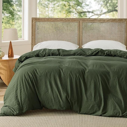 Bedsure Olive Green Duvet Cover King Size Only - Prewashed Cotton-Like Polyester Extra Soft All Season Bedding, Includes 1 Duvet Cover 104x90 Inches with Zipper Closure, Comforter Not Included
