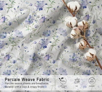 RUVANTI 100% Organic Cotton Sheets Split King, Percale Weave, GOTS Certified, 5-Piece Set, Deep Pocket 15", Crisp & Breathable, Soft Durable Bedding, Sábanas Algodón Orgánico – Heather