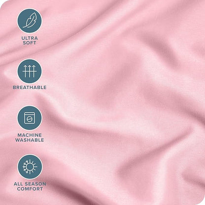 Bare Home Microfiber Pillow Cases - Toddler Size Set of 2 Cooling Pillowcases Double Brushed Light Pink Pack Easy Care (Toddler Pillowcase 2, Light Pink)
