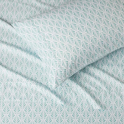 Amazon Basics Breathable, Lightweight Brushed Microfiber 3 Piece Bed Sheet Set with 14-Inch Deep Pockets, Wrinkle-Resistant, Twin XL, Aqua Fern, Printed