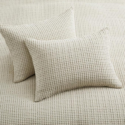 Levtex Home Mills Waffle King/Cal King Quilt Set (106x92in) with 2 Pillow Shams (36x20in) - Wheat - Cotton Waffle King Size Quilt Bedding Set - Lightweight, Soft, Pre-Washed | Textured