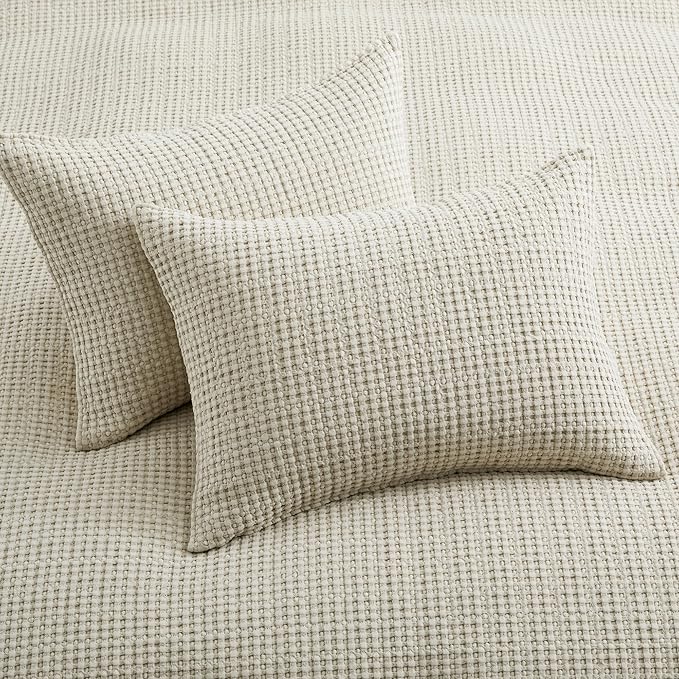 Levtex Home Mills Waffle Twin XL/Twin Quilt Set (68x86in) with 1 Pillow Sham (26x20in) - Wjeat - Cotton Waffle Twin Size Quilt Bedding Set - Lightweight, Soft, Pre-Washed | Textured