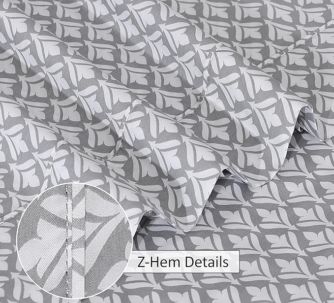 RUVANTI 100% Cotton Sheets – Split King Size Percale Bedding, Cooling & Breathable Floral Design, Durable with a Crisp, Soft & Comfortable Feel, 16" Deep Pocket, 5-Piece Set, Idiomatic Expression