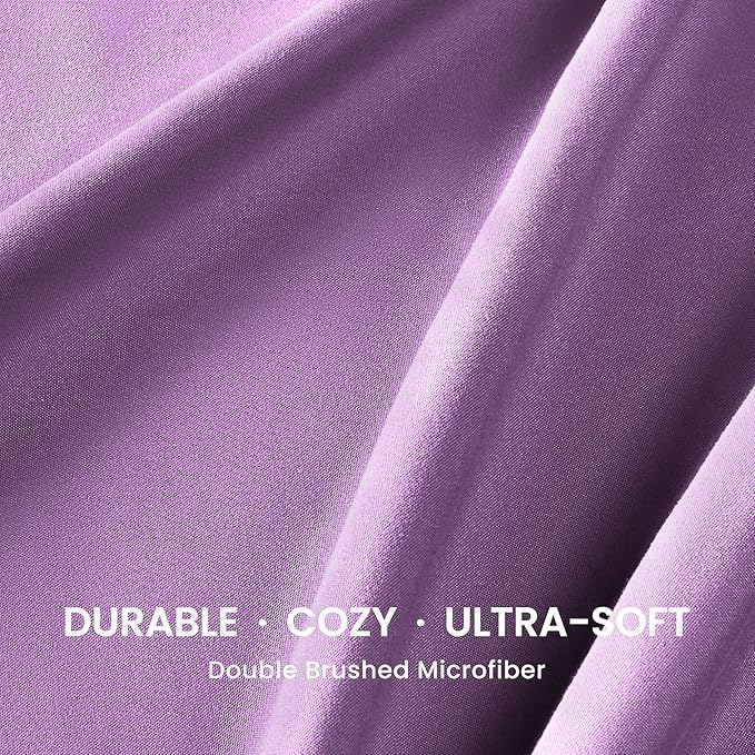SLEEP ZONE Super Soft Cooling Bed Sheets Set Twin XL 3 Piece - Easy Care Fitted Flat Sheet & Pillowcase Sets - Wrinkle Free, Fade Resistant, Deep Pocket 16" (Lavender, Twin XL)