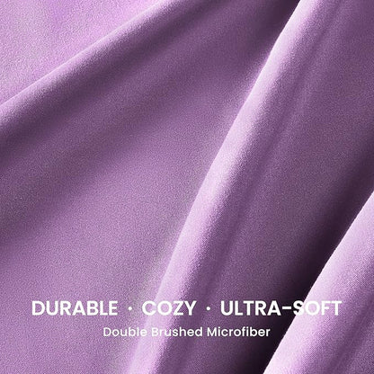 SLEEP ZONE Super Soft Cooling Twin Bed Sheets Set 3 Piece - Easy Care Fitted Flat Sheet & Pillowcase Sets - Wrinkle Free, Fade Resistant, Deep Pocket 16" (Lavender, Twin)