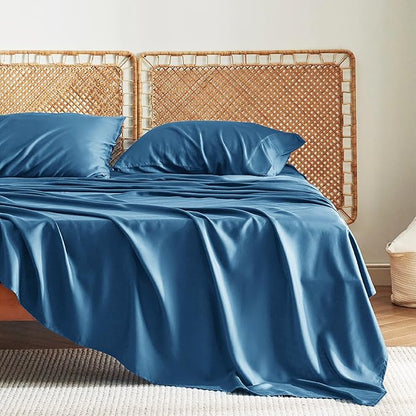 Bedsure Cooling Sheets Twin XL, Rayon Derived from Bamboo, PureWoven, Breathable & Soft Twin XL Sheet Sets, Deep Pocket Up to 16", Hotel Luxury Silky Dorm Bedding for Hot Sleepers, Teal