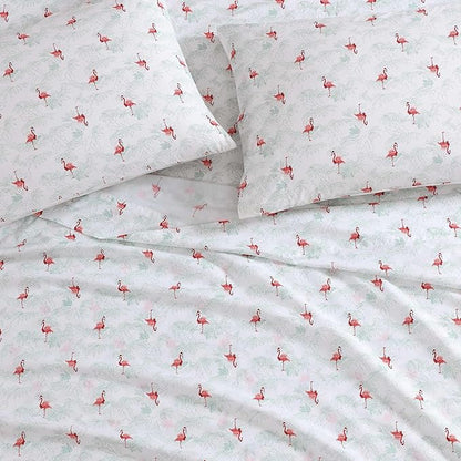 Tommy Bahama - King Size Sheet Set, Crisp & Cool Cotton Percale Bedding with a Smooth Lightweight Feel, 4 Piece Holiday Bed Sheets with Matching Pillowcases (Flamingo Santa Red)