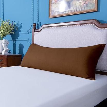 NTBAY Body Pillowcase - Brushed Microfiber 20x54 Pillowcase - Soft, Wrinkle-Free, Fade-Resistant, Stain-Resistant, Brown Body Pillow Cover with Envelope Closure - 20x54 Inches, Brown