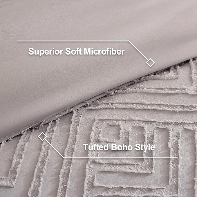 Litanika California King Comforter Set Milk Coffee, 3 Pieces Tufted Boho Farmhouse Bedding Comforter Sets, Lightweight Fluffy Comforter Bed Set for All Season (104x96In Comforter and 2 Pillowcases)
