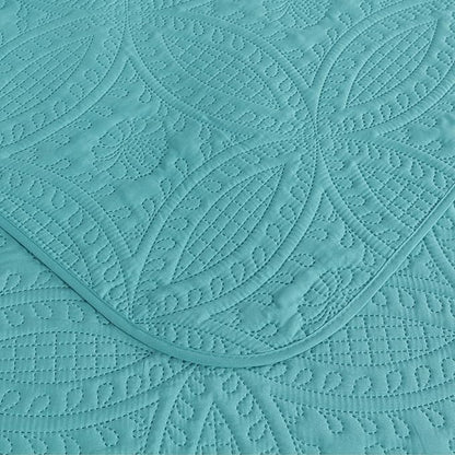 Chezmoi Collection Austin 3-piece Oversized Bedspread Coverlet Set (Queen, Turquoise) | Oversized, Lightweight, Fade Resistant